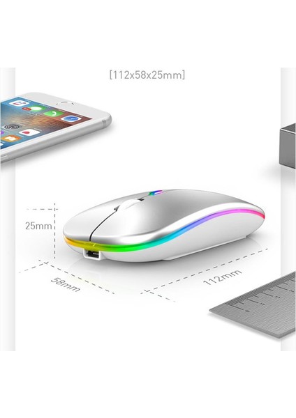 BN28 Kablosuz Wireless Mouse Sessiz Tık Rgb Aydınlatmalı Şarj Edilebilir