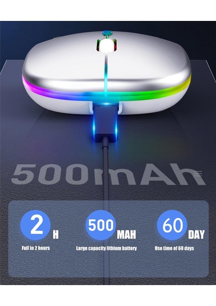 BN28 Kablosuz Wireless Mouse Sessiz Tık Rgb Aydınlatmalı Şarj Edilebilir