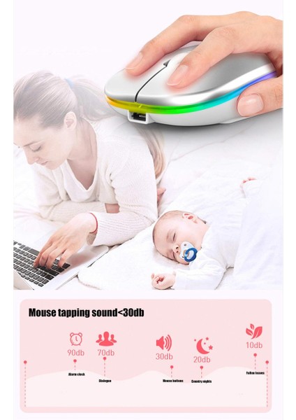 BN28 Kablosuz Wireless Mouse Sessiz Tık Rgb Aydınlatmalı Şarj Edilebilir