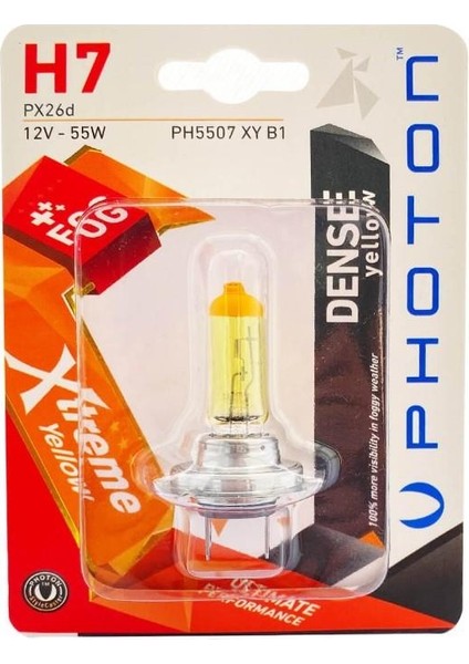 H7 12V 55W Xtreme Yellow (Tekli Blister)