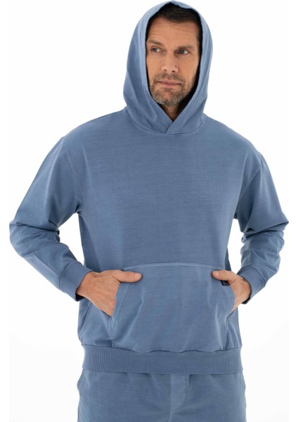 Erkek Oversize 2 İplik Kanguru Cepli Kapşonlu Sweatshirt Y25254376601