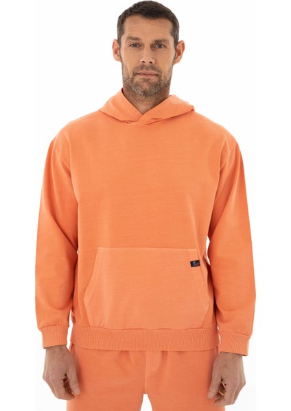 Erkek Oversize 2 İplik Kanguru Cepli Kapşonlu Sweatshirt Y25254376601