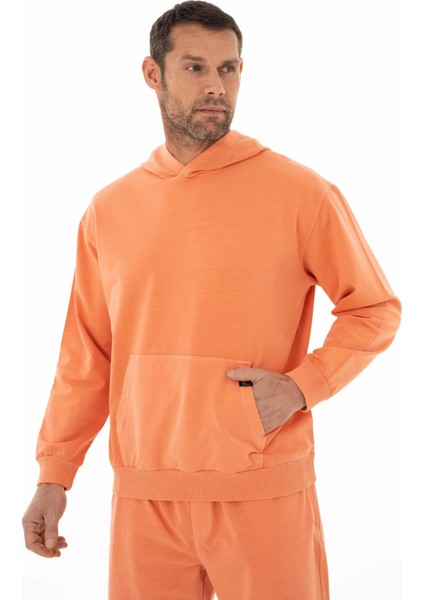 Erkek Oversize 2 İplik Kanguru Cepli Kapşonlu Sweatshirt Y25254376601