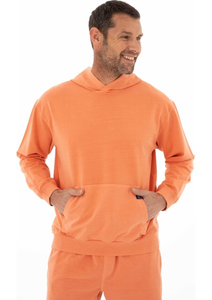 Erkek Oversize 2 İplik Kanguru Cepli Kapşonlu Sweatshirt Y25254376601