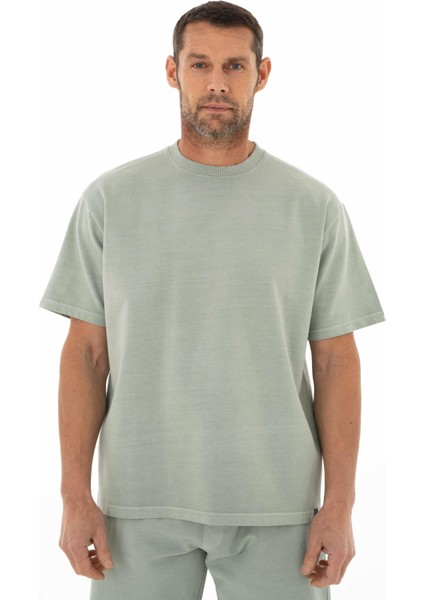Erkek Oversize Kısa Kollu Bisiklet Yaka Sweatshirt Y25344376401