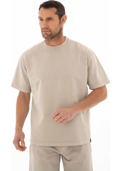 Erkek Oversize Kısa Kollu Bisiklet Yaka Sweatshirt Y25344376401