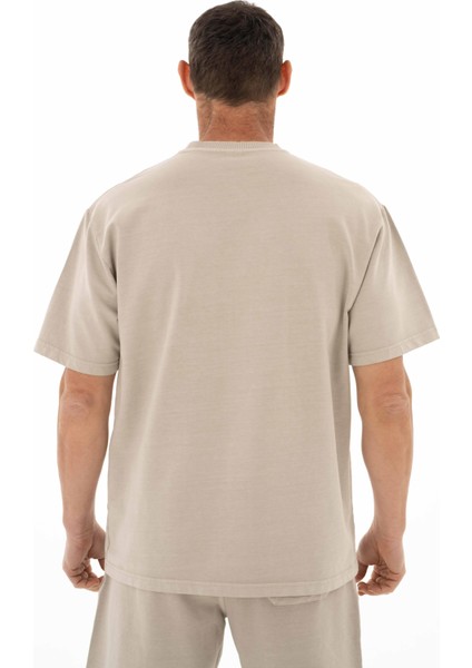 Erkek Oversize Kısa Kollu Bisiklet Yaka Sweatshirt Y25344376401