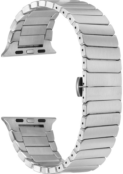 Apple Watch 4 5 40MM Kordon Alüminyum Alaşım Çizgi Desenli KRD79 Gümüş