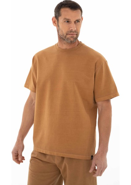 Erkek Oversize Kısa Kollu Bisiklet Yaka Sweatshirt Y25344376401