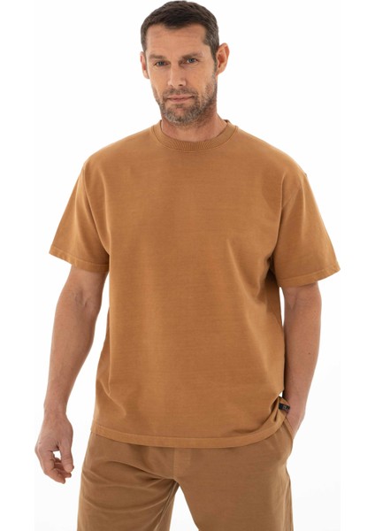 Erkek Oversize Kısa Kollu Bisiklet Yaka Sweatshirt Y25344376401