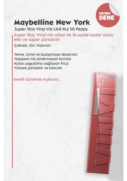 Super Stay Vinyl Ink Likit Ruj 115 Peppy