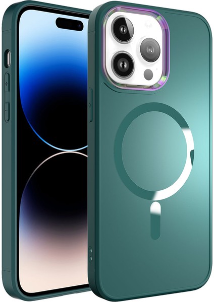 Case Street Apple iPhone 14 Pro Kılıf Stil Serisi Mat Wireless Tacsafe Kapak Yeşil