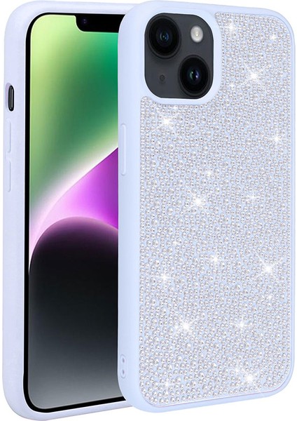 Apple iPhone 14 Plus Case Kılıf Diamond Parlak Taşlı Ston Kapak Silikon Mavi