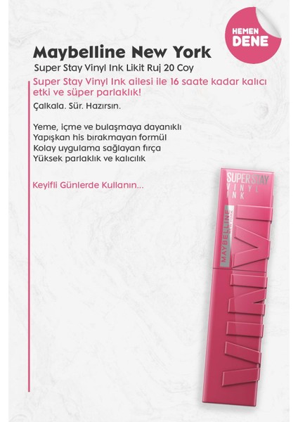 Super Stay Vinyl Ink Likit Ruj 20 Coy