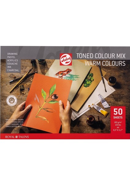 Toned Color Mix Renkli Eskiz Defteri Warm Colour 180GR A4 50 Yaprak