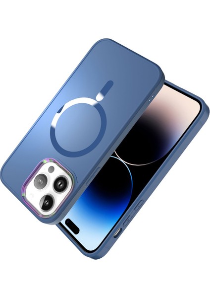 Apple iPhone 12 Pro Max Case Kılıf Stil Serisi Mat Wireless Tacsafe Kapak Derin Mor