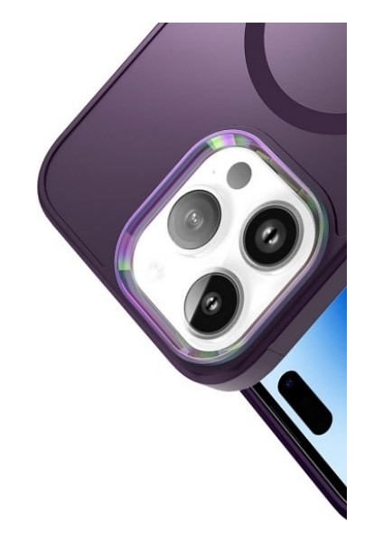 Apple iPhone 12 Pro Max Case Kılıf Stil Serisi Mat Wireless Tacsafe Kapak Derin Mor