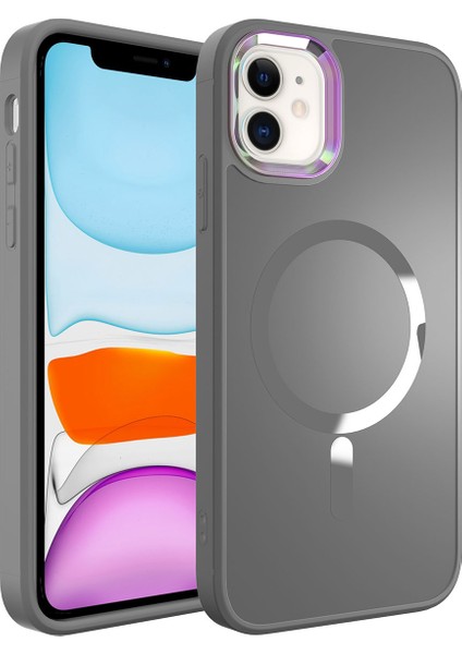 Apple iPhone 11 Case Kılıf Stil Serisi Mat Wireless Tacsafe Kapak Siyah