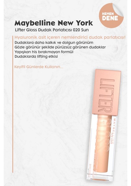 Lifter Gloss Dudak Parlatıcısı 020 Sun