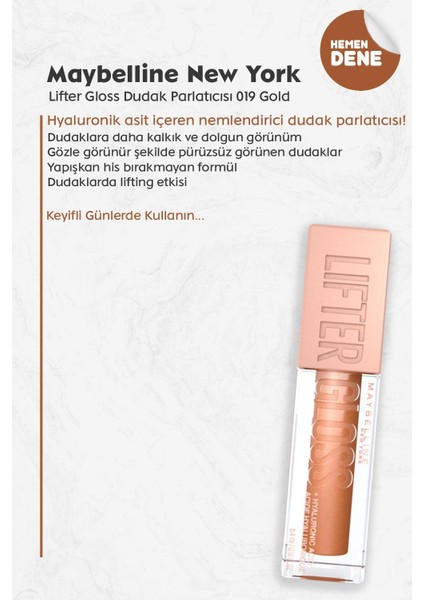 Lifter Gloss Dudak Parlatıcısı 019 Gold