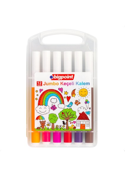 Jumbo Keçeli Kalem 12'li Set (Plastik Kutulu)