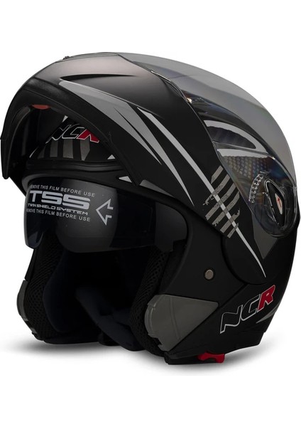 Çene Açılır Kask Vizörlü Siyah-Beyaz Xl Beden Ece Belgeli modelleri
