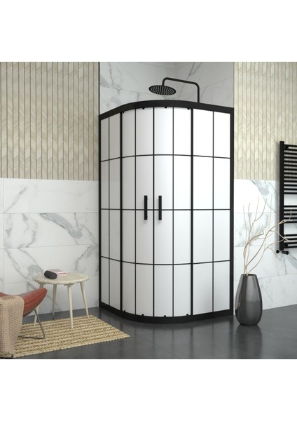 Black Orion 6 mm Karolajlı Tam Kumlamalı Oval Duşakabin