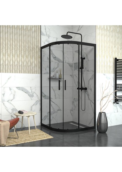 Black Orion 6 mm Füme Cam Oval Duşakabin