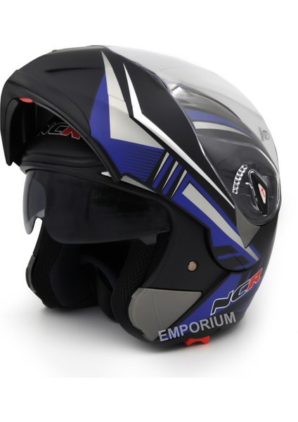 Çene Açılır Kask Vizörlü Mat-Mavi M Beden Ece Belgeli modelleri