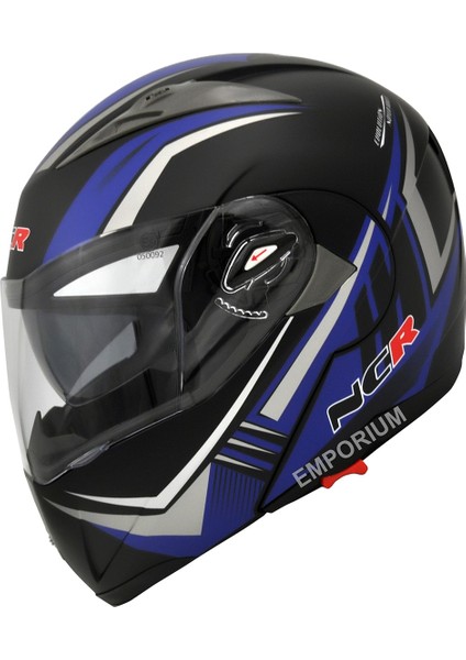 Çene Açılır Kask Vizörlü Mat-Mavi Xl Beden Ece Belgeli