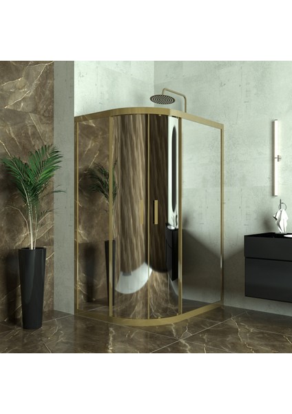 Bronze Sirius 6 mm Reflekte Cam Asimetrik Oval Duşakabin