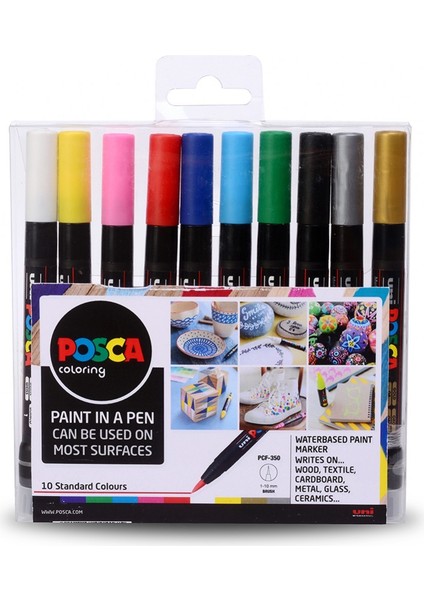 Posca Marker PCF-350 Fırça Uçlu 10'lu Set
