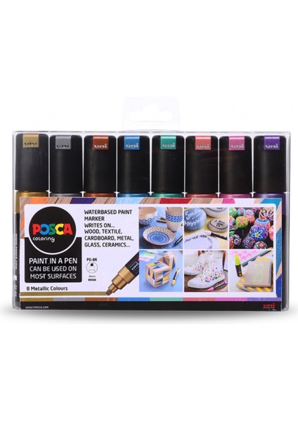 Posca Marker Pc-8k (8mm) 8'li Metalik Set