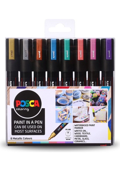 Posca Marker Pc-5m (1.8-2.5mm) 8'li Metalik Set