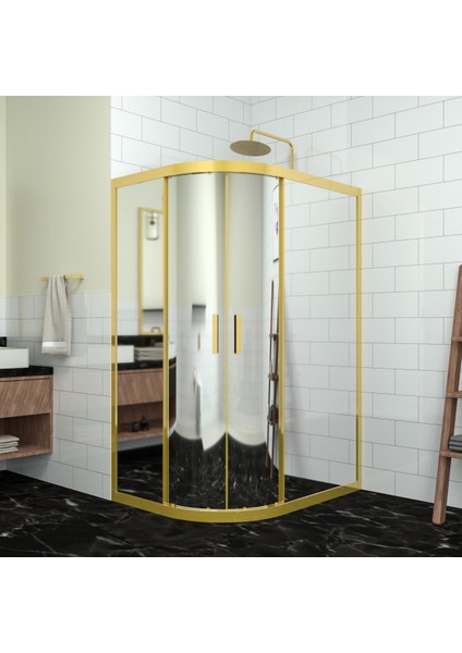 Gold Sirius 6 mm Reflekte Cam Asimetrik Oval Duşakabin