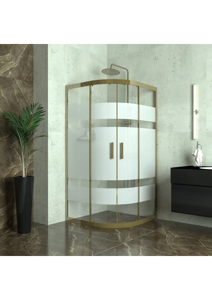 Bronze Orion 6 mm Kumlamalı Cam Oval Duşakabin