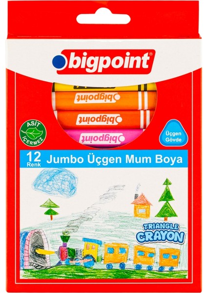 Jumbo Üçgen Pastel Mum Boya 12 Renk