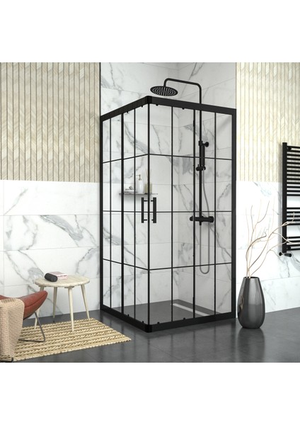 Black Vega 6 mm Karolajlı Kare Duşakabin