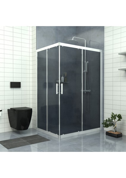 Silver Rigel 6 mm Füme Cam Dikdörtgen Duşakabin