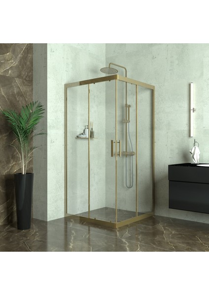 Bronze Vega 6 mm Şeffaf Cam Kare Duşakabin