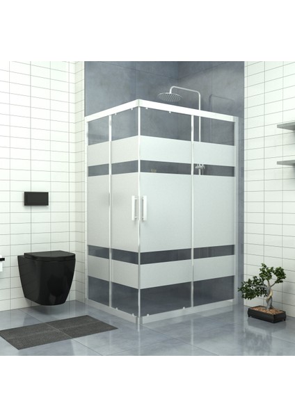 Silver Rigel 6 mm Kumlamalı Cam Dikdörtgen Duşakabin