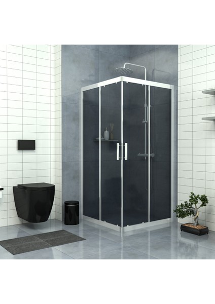 Silver Vega 6 mm Füme Cam Kare Duşakabin