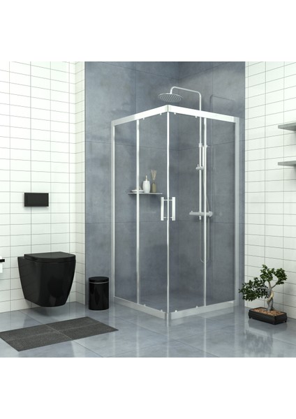 Silver Vega 6 mm Şeffaf Cam Kare Duşakabin