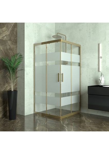 Bronze Vega 6 mm Kumlamalı Cam Kare Duşakabin