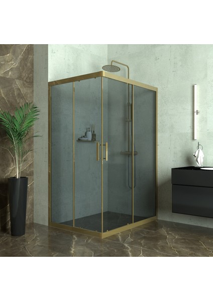 Bronze Rigel 6 mm Füme Cam Dikdörgen Duşakabin