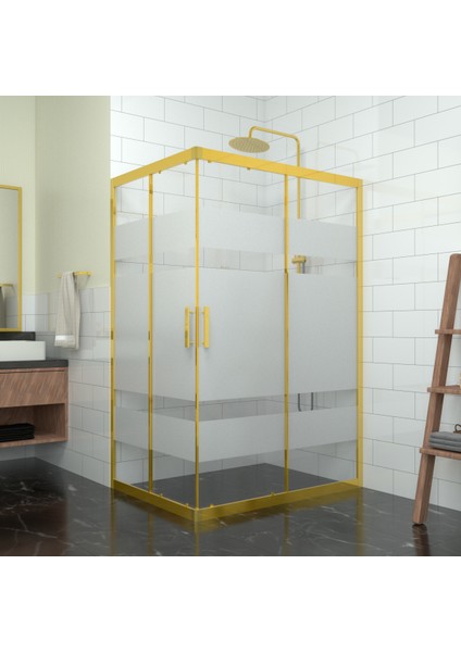 Gold Rigel 6 mm Kumlamalı Cam Dikdörtgen Duşakabin