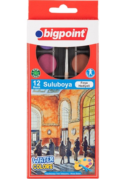 Suluboya 12 Renk + Fırça Hediyeli