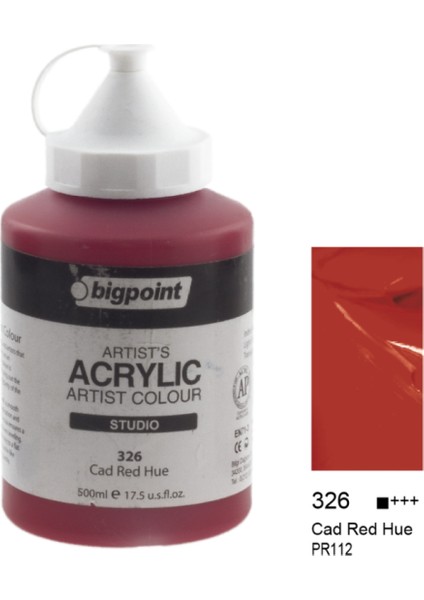 Artist's Studio Akrilik Boya Heavy Body 500ML Cad Red Hue 326