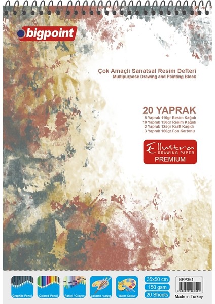 35X50CM Çok Amaçlı Sanatsal Resim Defteri - 20 Yaprak