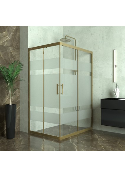 Bronze Rigel 6 mm Kumlamalı Cam Dikdörgen Duşakabin